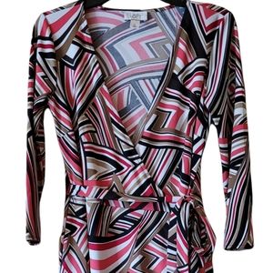 Ann Taylor Loft Pink Black Multicolor Dress, Size 2